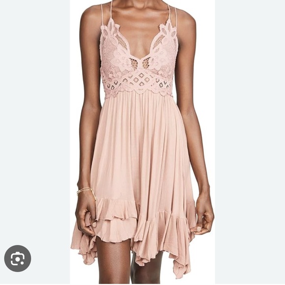 Dresses & Skirts - Free People Adella Lace Boho is Slip Dress in Mauve Size Small